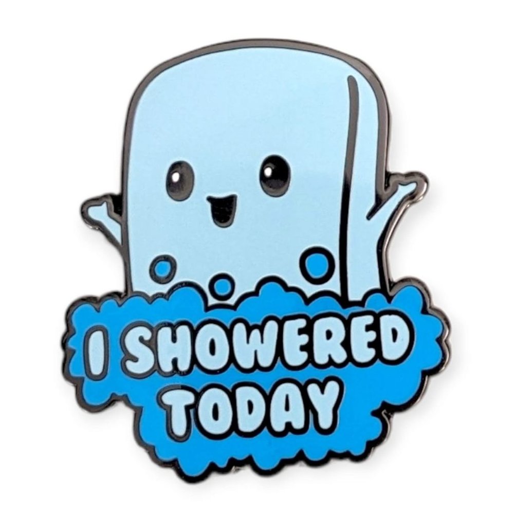 I Showered Today Enamel Pin: Kawaii Soap